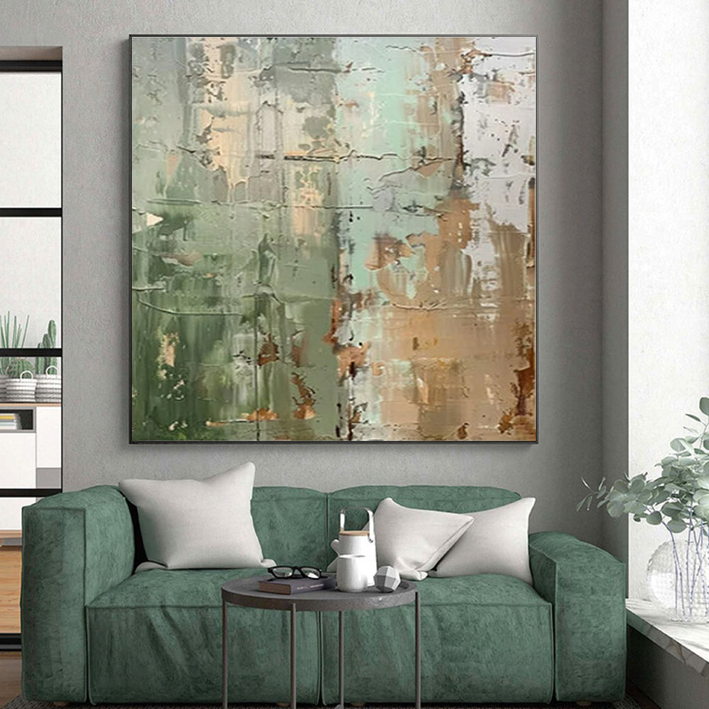 “Green - Gray - Brown Textured Abstract” ,Abstract Acrylic Painting CT0854