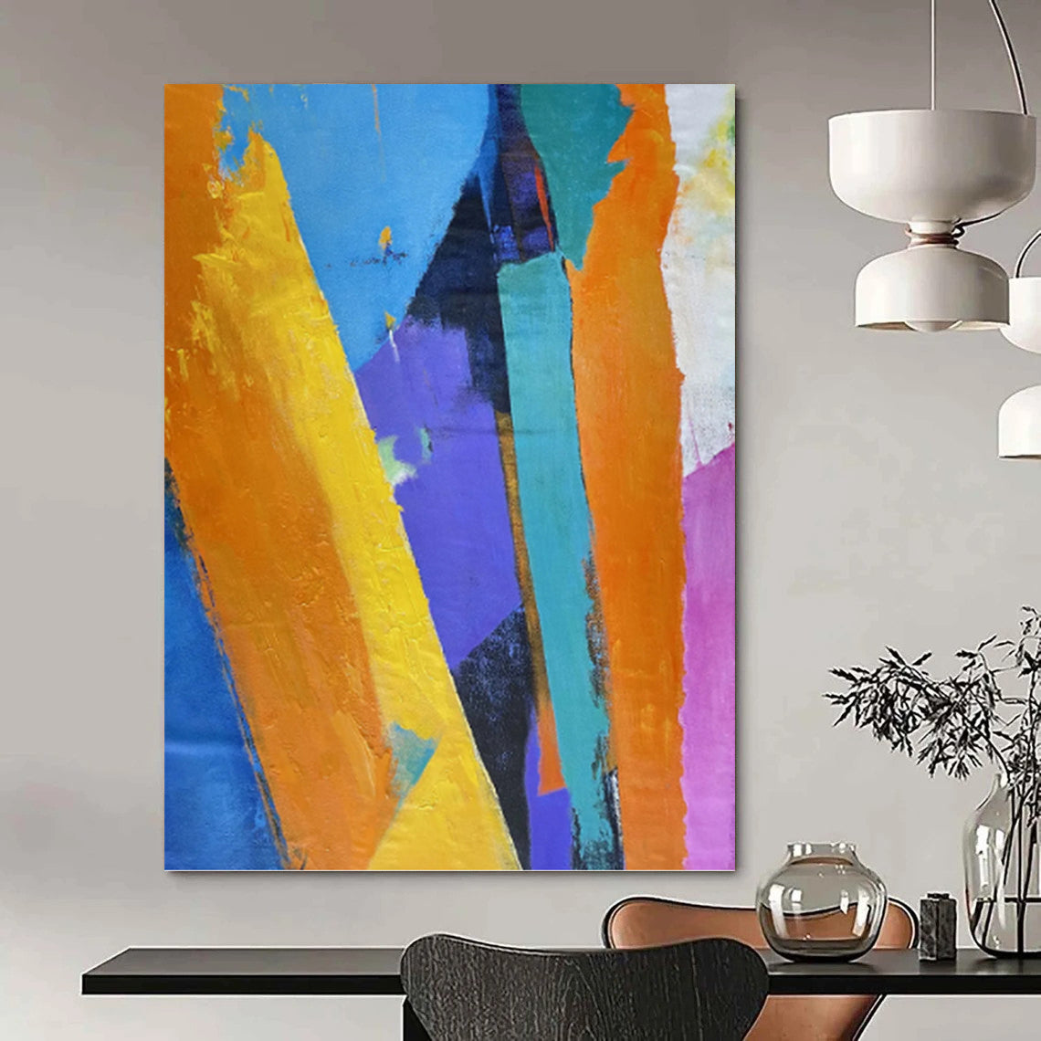 Color - Blocked Abstract Geometry - Abstract Painting On Canvas DKH1343