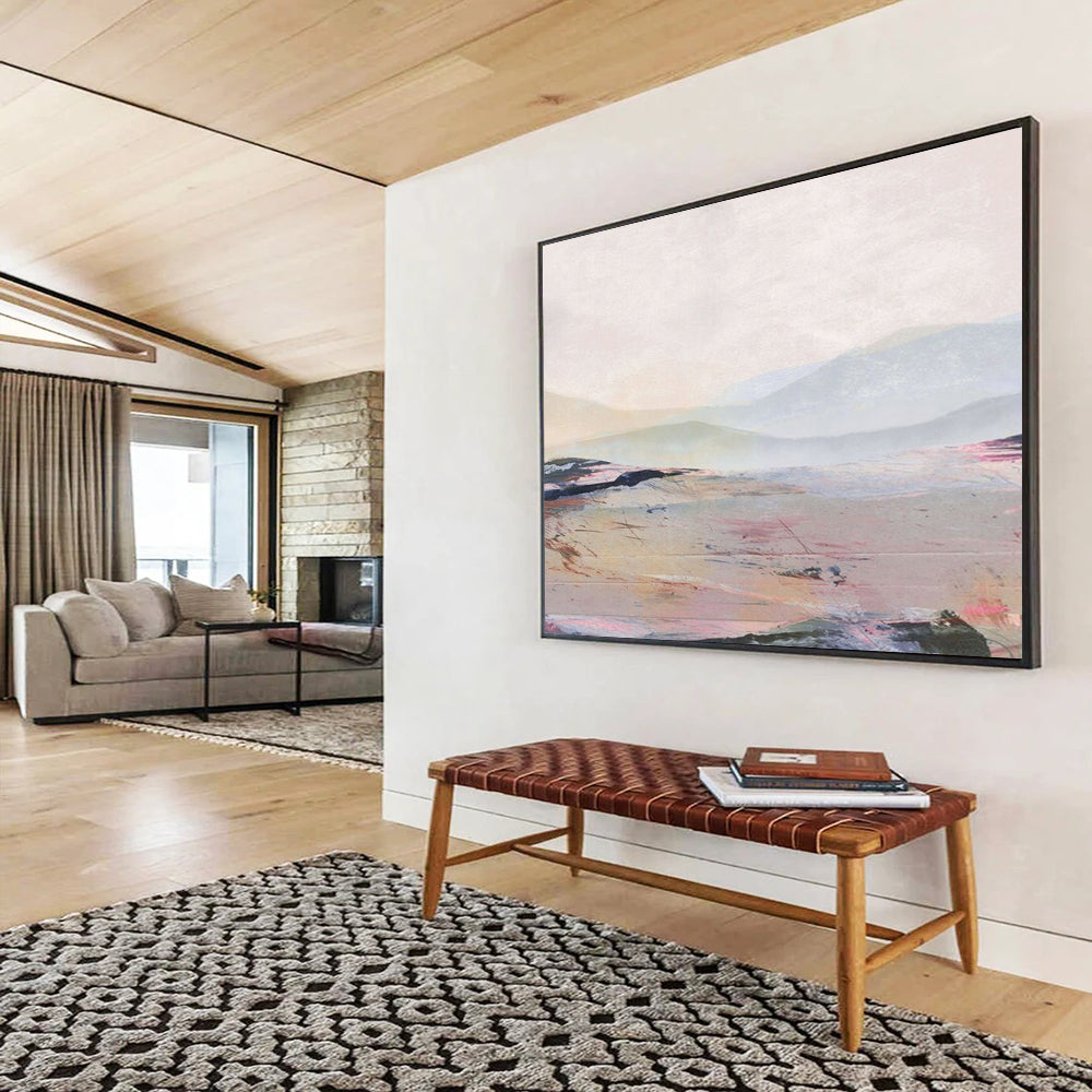 “Pastel - hued Mountain Landscape” Abstract Landscape Oil Painting On Canvas DLZ129