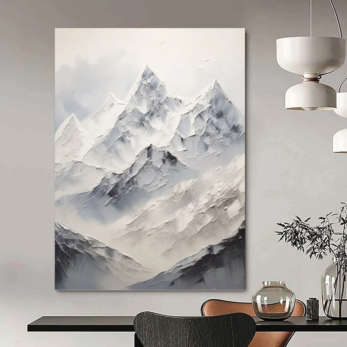 Snowy Mountain Peaks - Abstract Landscape Painting On Canvas DKH1248