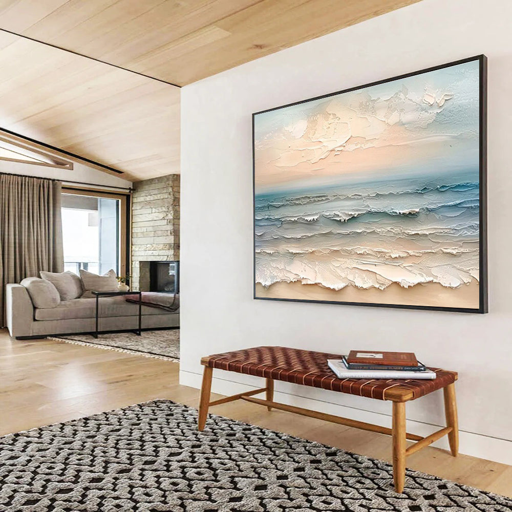 “Textured Pastel Sea and Sky” - 3D - Like Seascape Painting On Canvas DKH795
