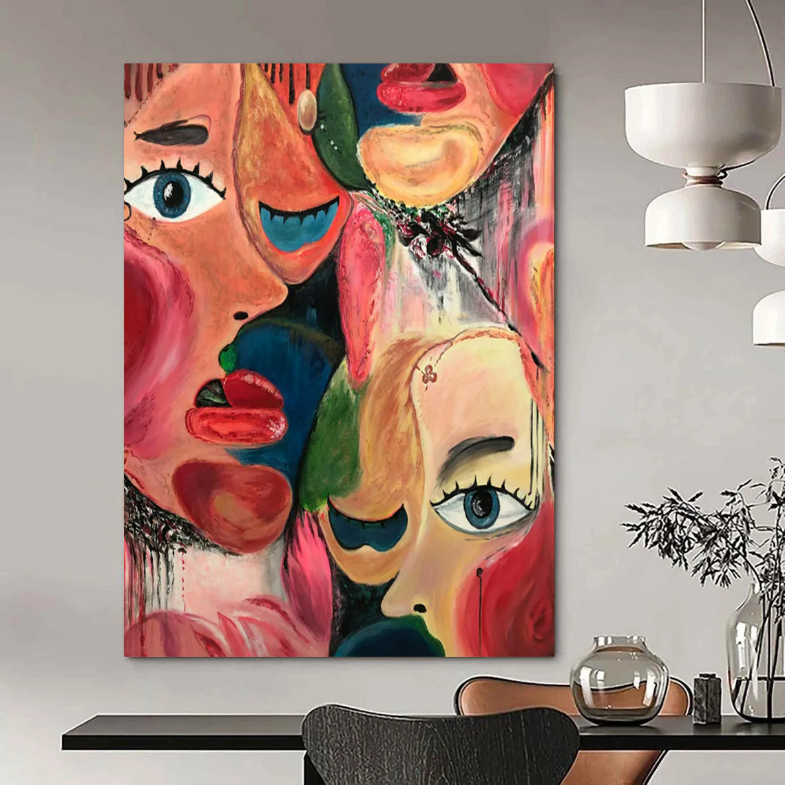 “Colorful Faces” - Vivid Abstract Portrait Painting On Canvas CT2235