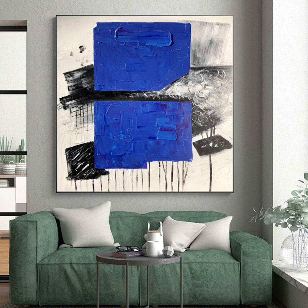 “Textured Blue Squares” Abstract Acrylic Art CT0330
