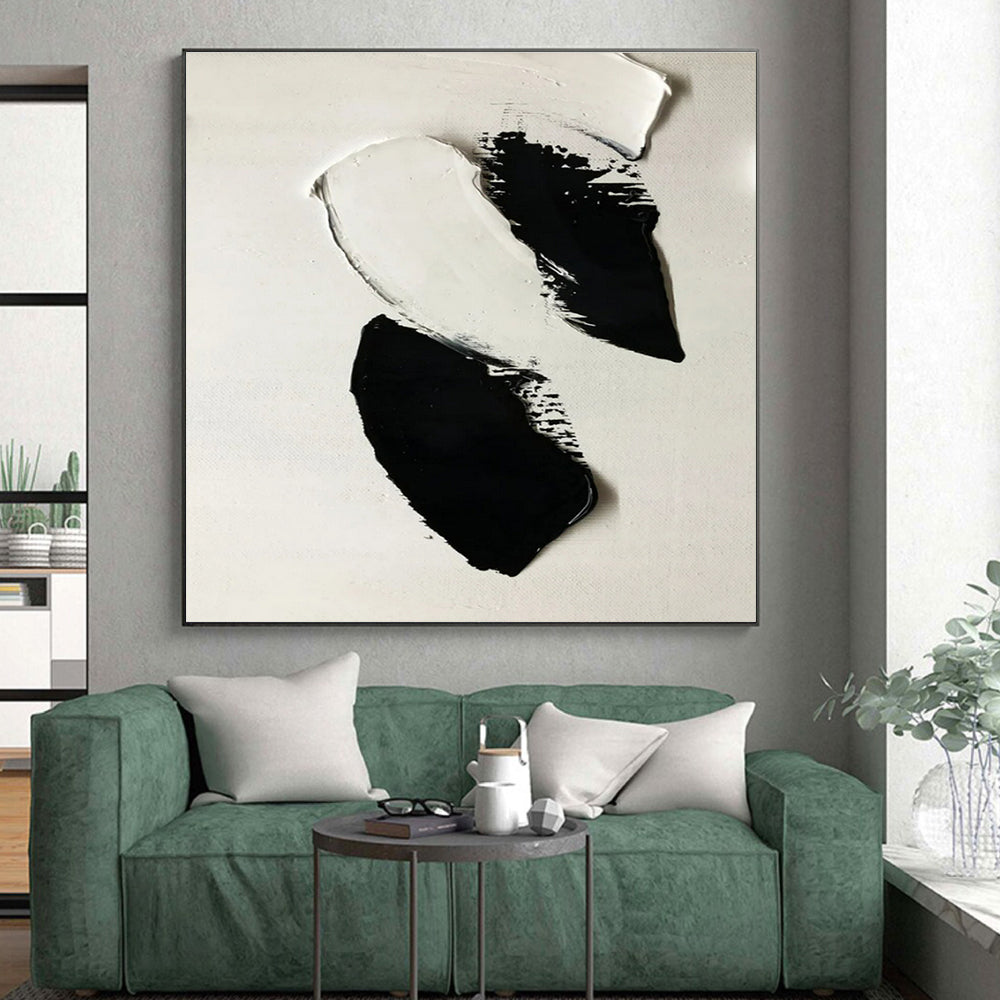 Bold Black - White Strokes, "Dramatic Contrast" - Abstract Acrylic Painting CT0710
