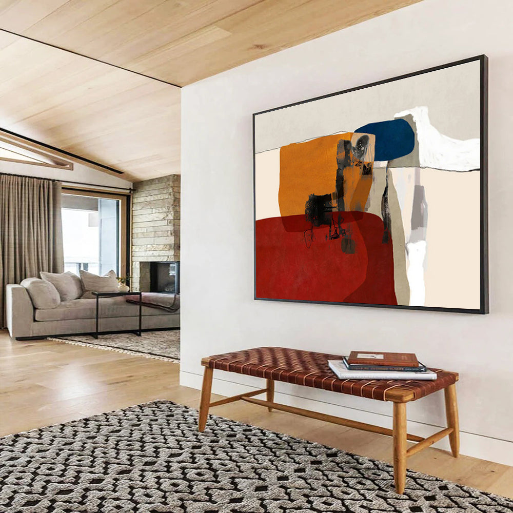 “Color Block Abstraction: Warm Tones” Abstract Modern Painting On Canvas DKH357