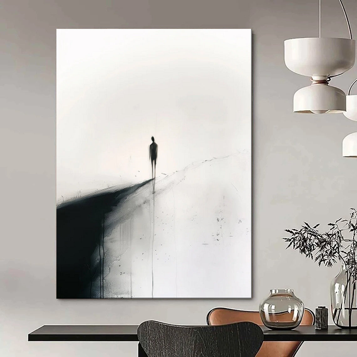 “Lonely Figure on a Path Abstract” - Minimalist Ink Art CT1931