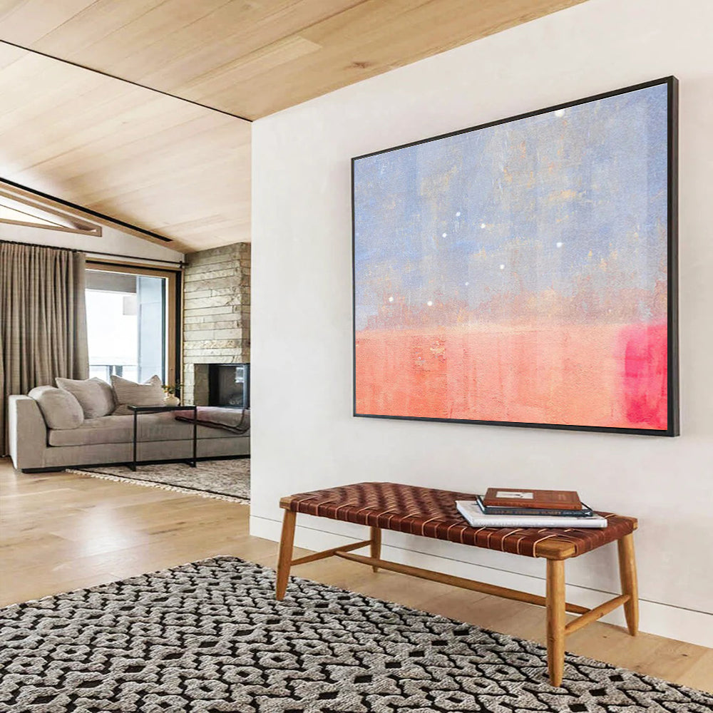 Subtle Blue and Red Abstract Painting On Canvas DKH280