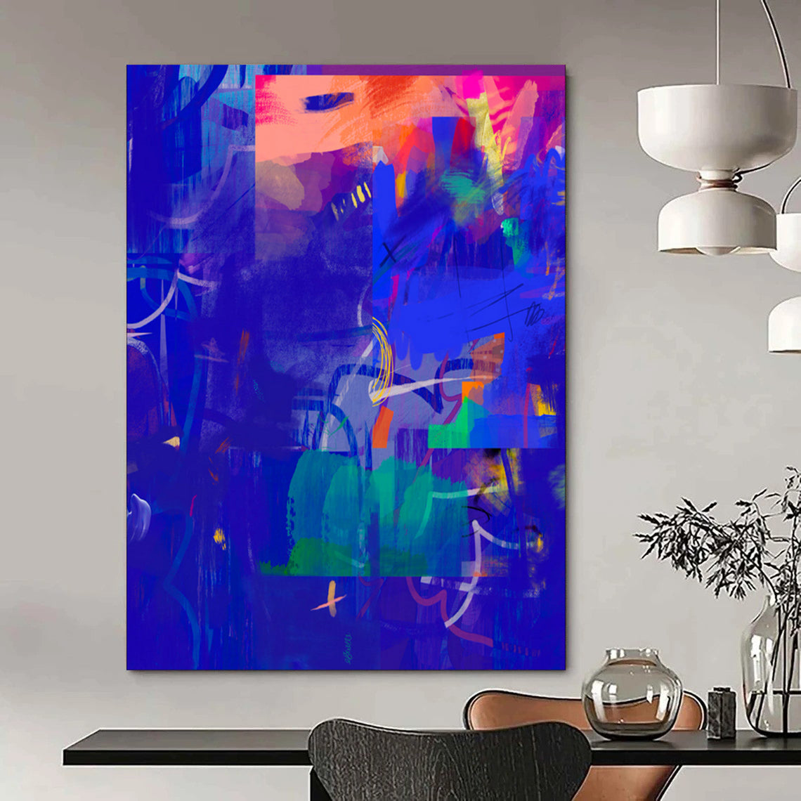 “Blue - Purple Abstract Energy” - Dynamic Abstract Art CT2007