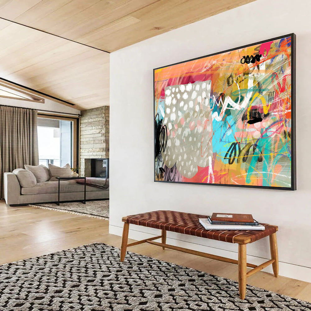 Colorful Abstract Doodles - Energetic Marks and Playful Symbols Painting On Canvas DKH068