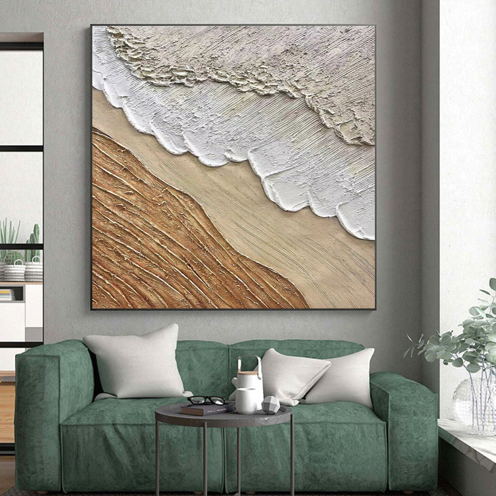 Beige - Brown Textured Layers, “Earthen Rhythms” - Textured Abstract Mixed - Media Painting CT0721