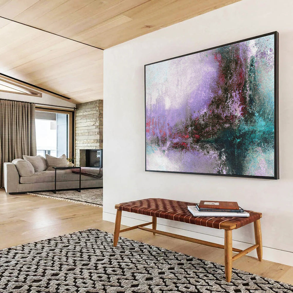 “Purple - Hued Abstract Fantasy” Abstract Symbolist Painting On Canvas DKH380