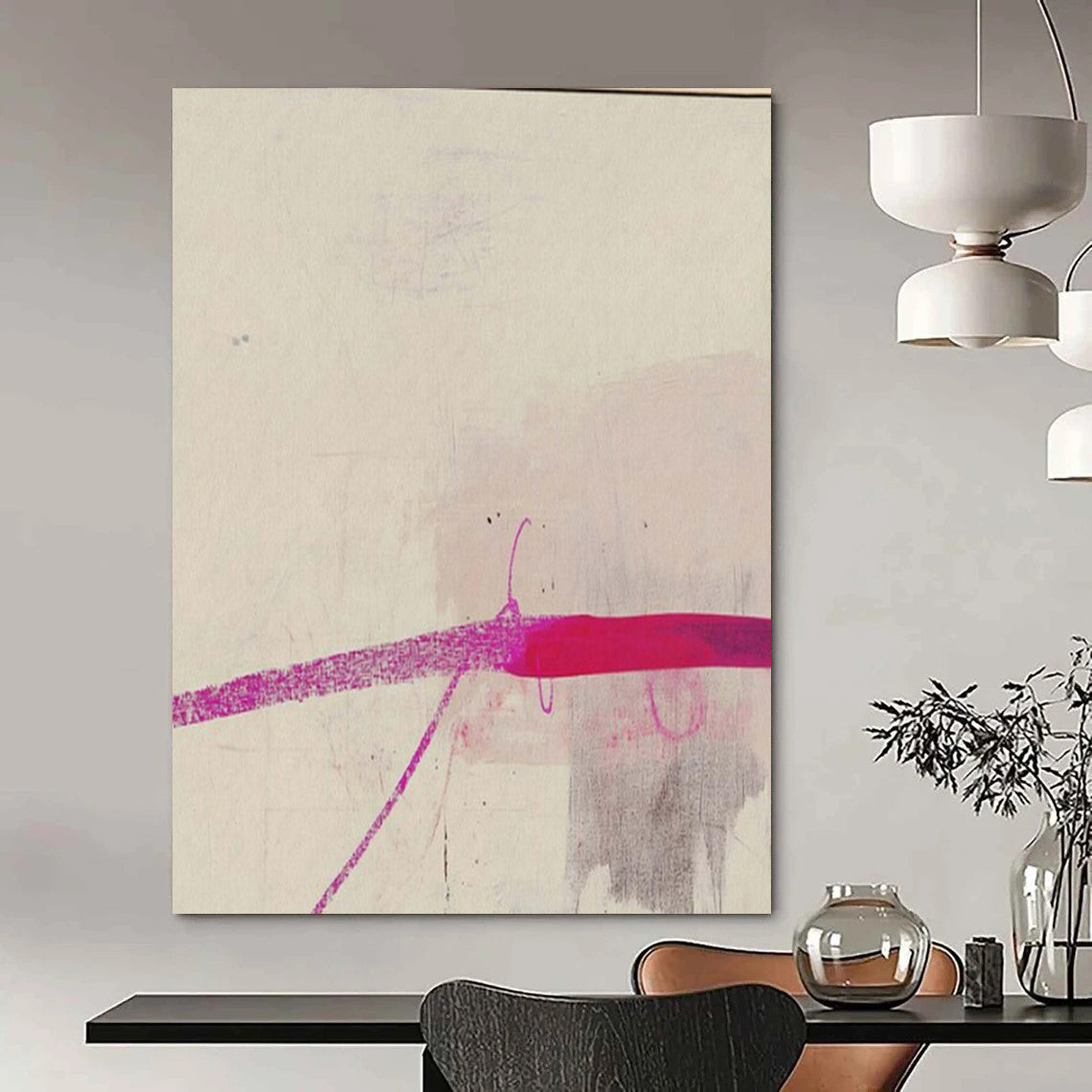 “Pink Line on Light” – Minimalist Abstract Art CT1045