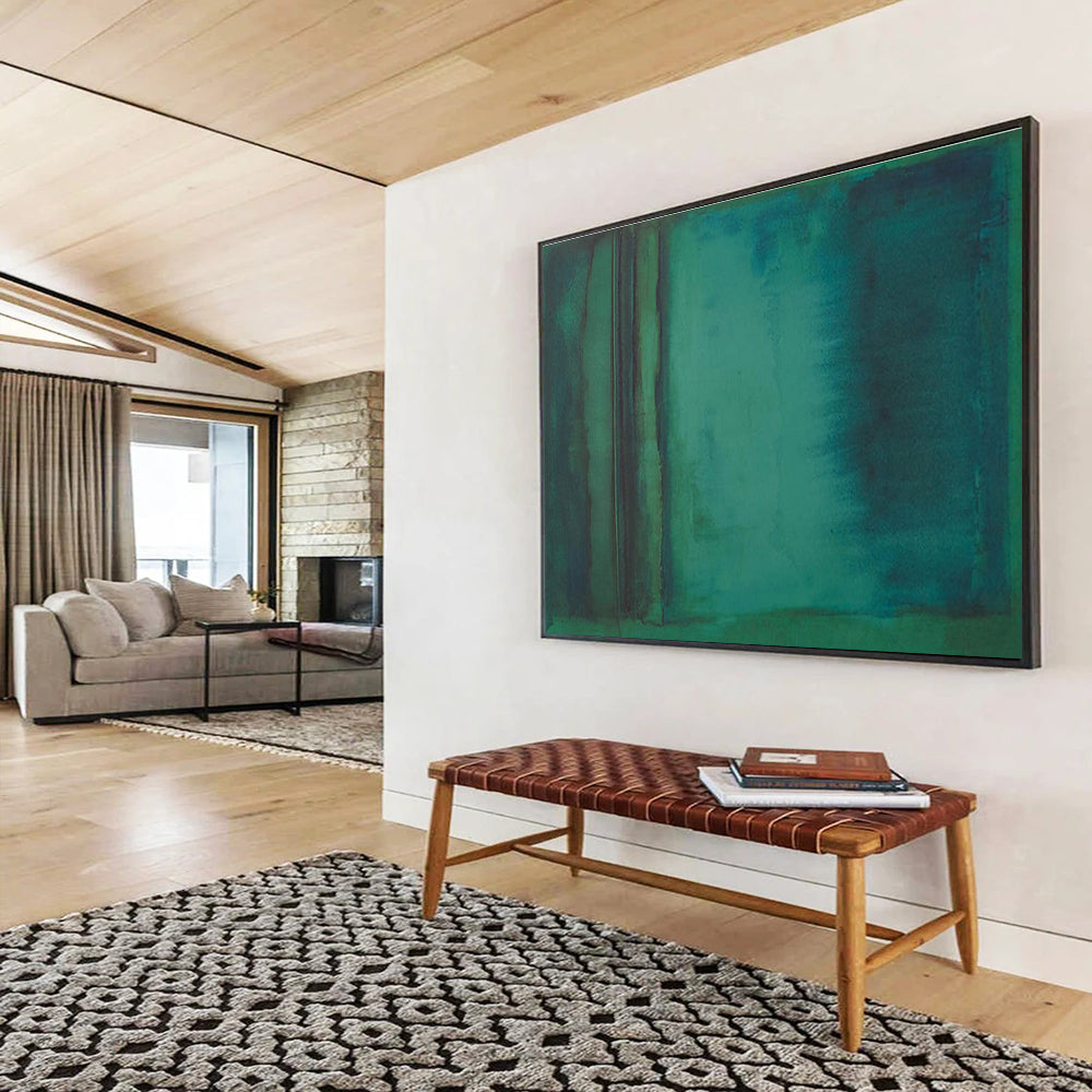 Teal - Green Abstract Layers - Abstract Color Field Painting On Canvas DKH615