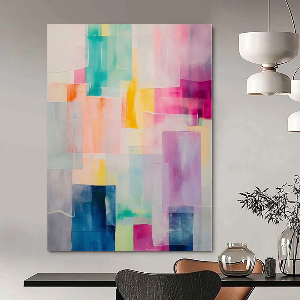 “Colorful Translucent Squares” – Geometric Abstract Painting CT1177