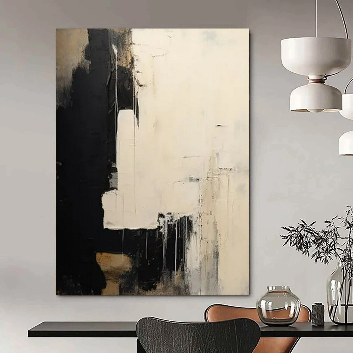 “Black & White Textured Abstract” - Abstract Painting On Canvas CT2362