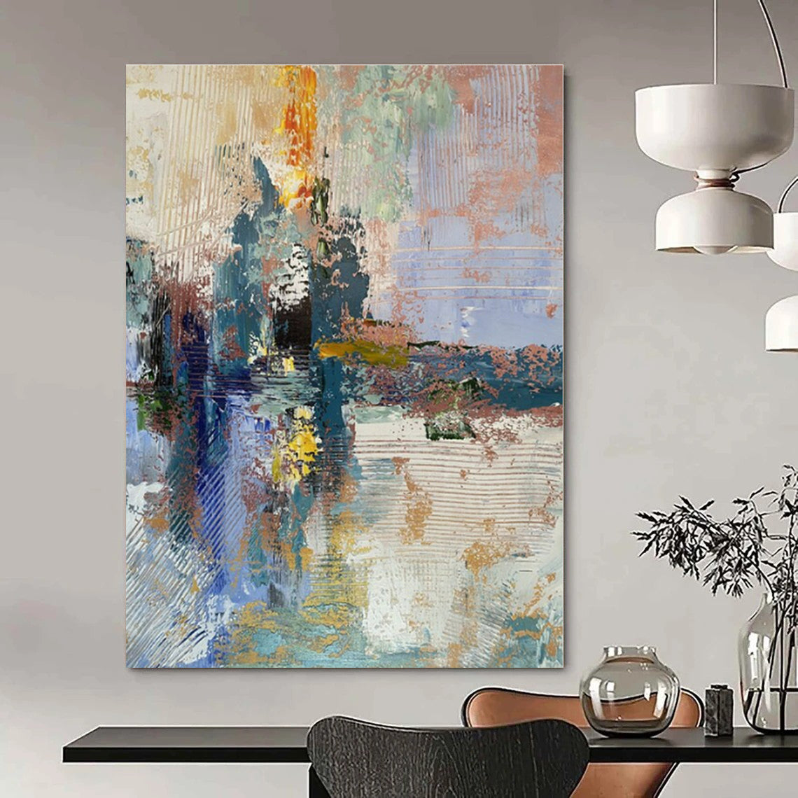 Colorful Abstract Landscape - Abstract Landscape Acrylic Painting CT1397