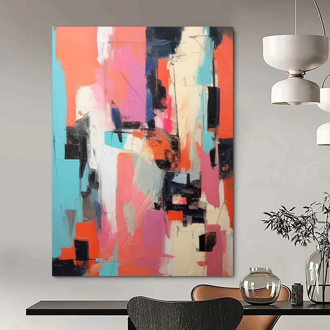 “Colorful Cubist Abstraction” - Cubist - Inspired Abstract Painting On Canvas DTP127