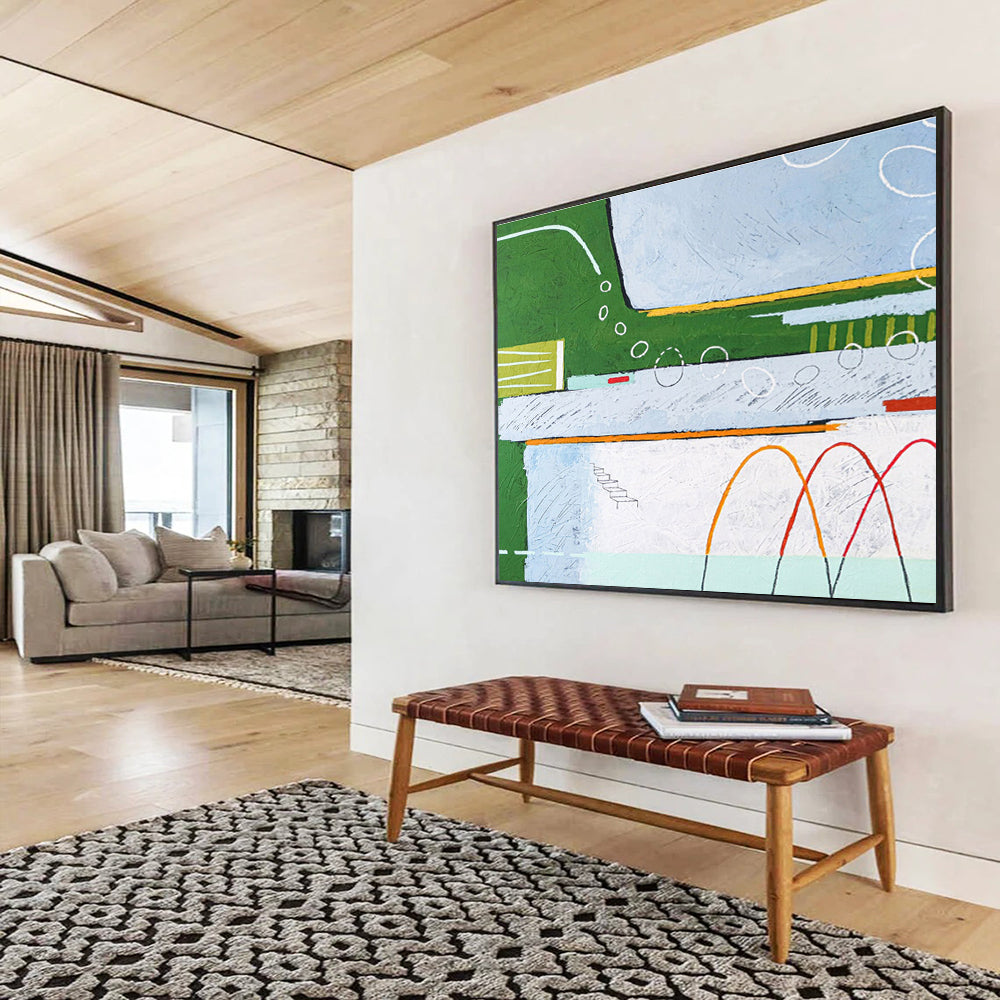 “Colorful Abstract Pathways” Abstract Acrylic Painting On Canvas DKH565
