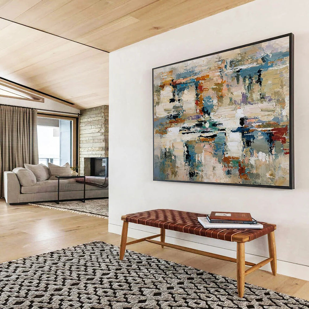 “Color - Blended, Abstract Scene ‘Harmonious Chaos’” - Abstract Impasto Painting On Canvas DLZ012