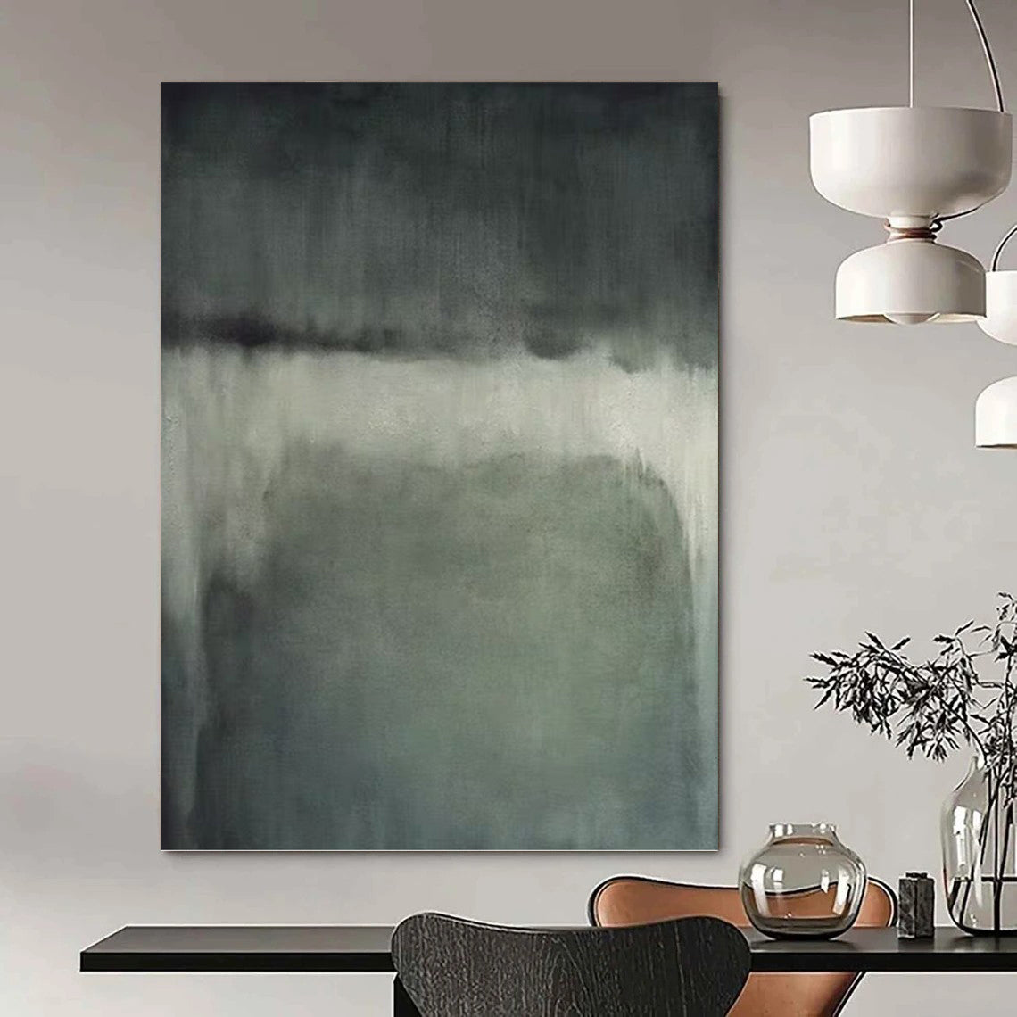 “Muted Gray Horizons” - Shades of Gray Abstract Minimalist Painting On Canvas DKH1193