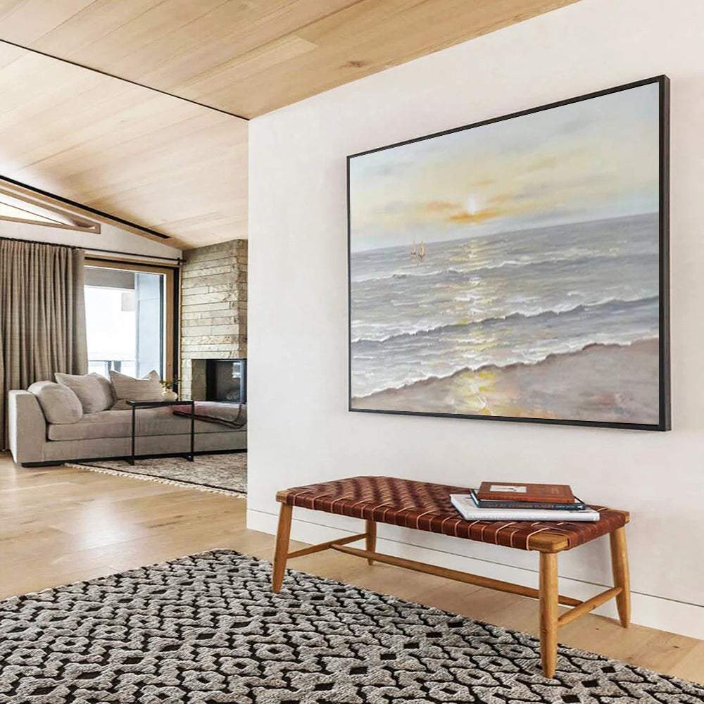 Serene Sea Sunset - Impressionist Seascape Painting On Canvas DLZ249