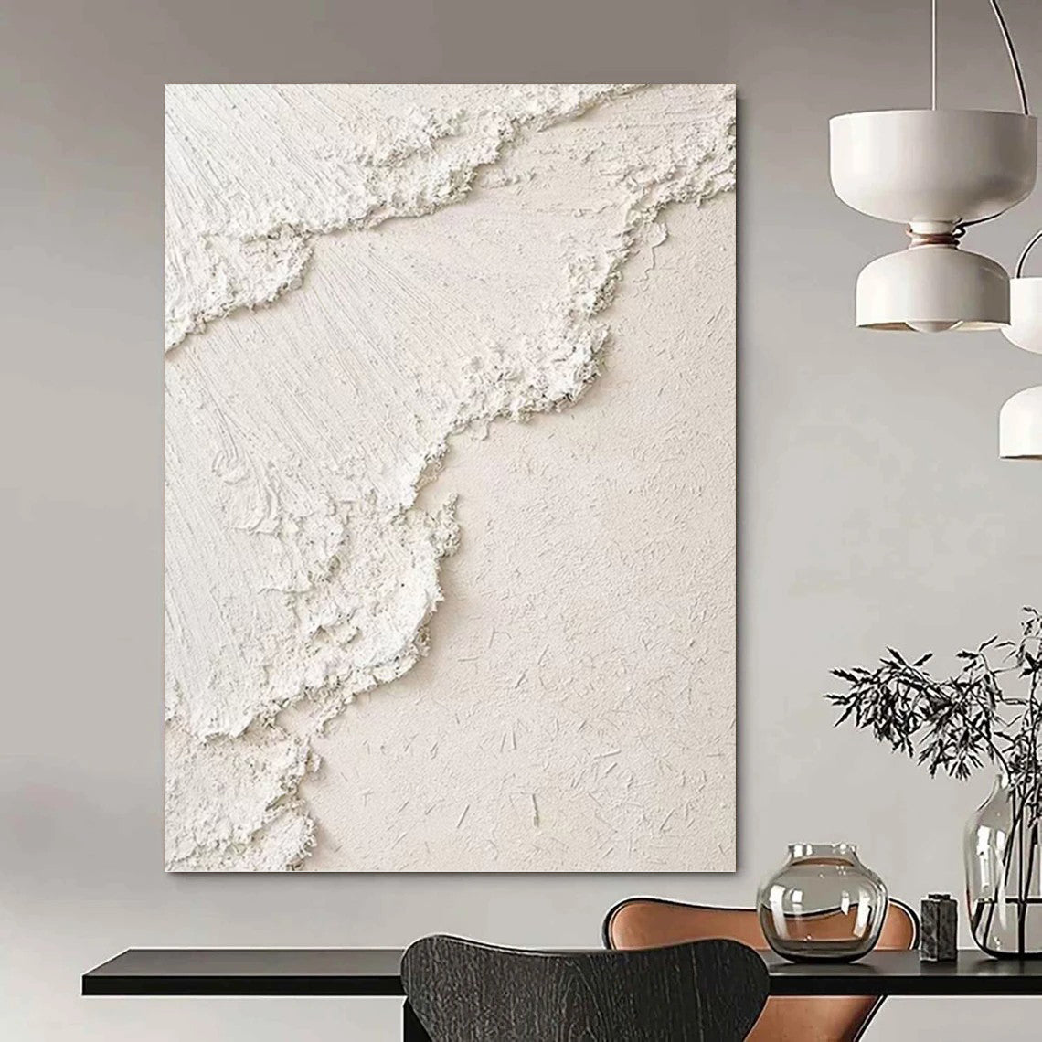 Minimalist White Textured Abstract - Abstract Painting On Canvas DKH1492
