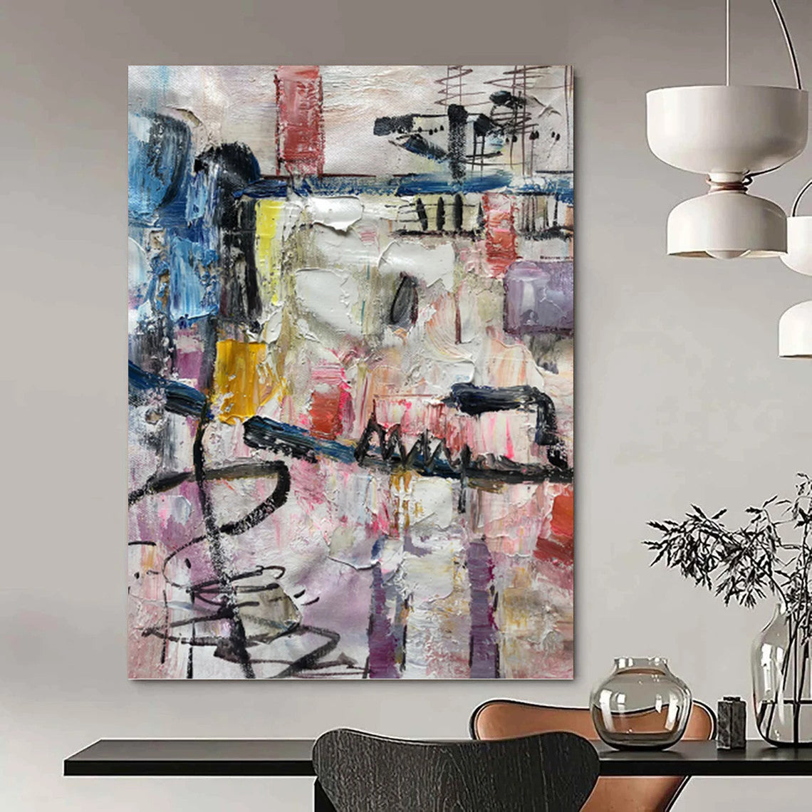 Colorful Urban Abstract Collage - Abstract Expressionist Painting On Canvas DKH1294