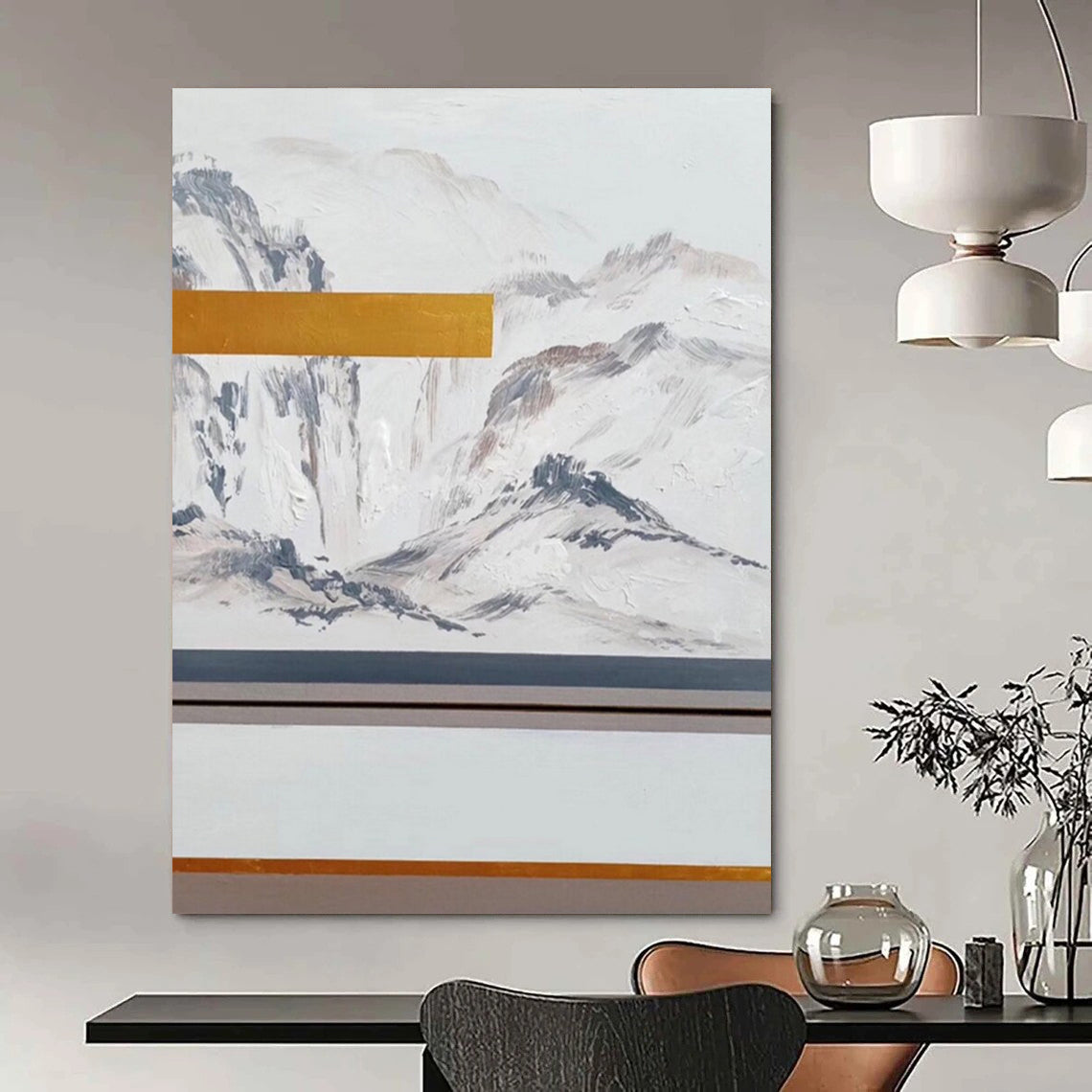 “Minimalist Mountainscape” - Minimalist Landscape Painting On Canvas DTP045