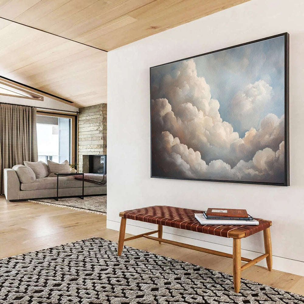 Fluffy Clouds in Blue Sky Painting On Canvas DKH182
