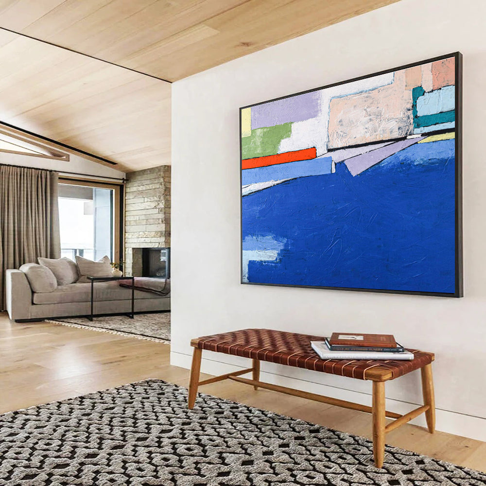 Soft Color Field Layers in Green, Blue, and White, Abstract Landscape - Inspired Painting On Canvas DKH575