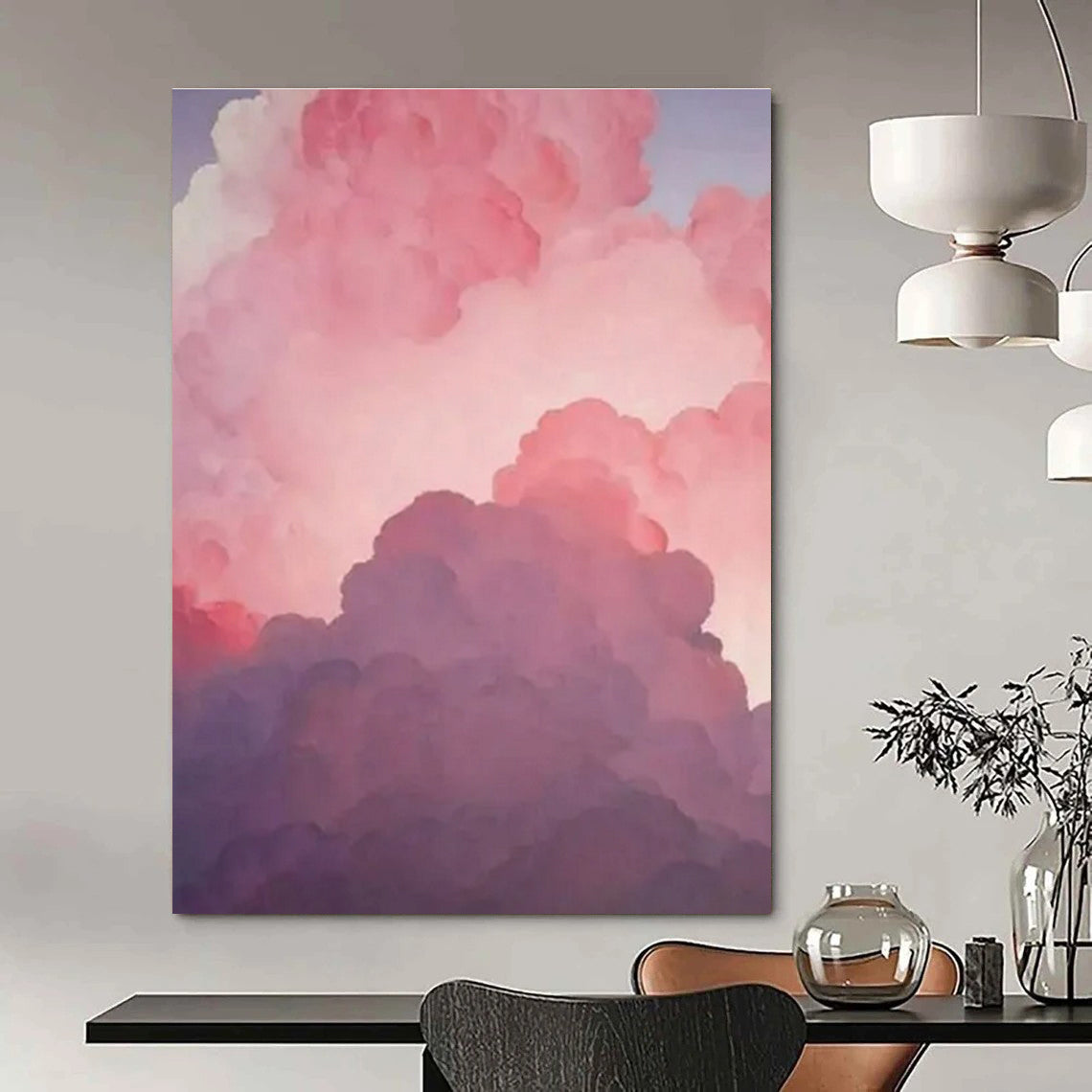 Gradient Pinks & Purples, Fluffy Clouds - "Dreamy Skies" - Digital - style Acrylic Painting CT1438