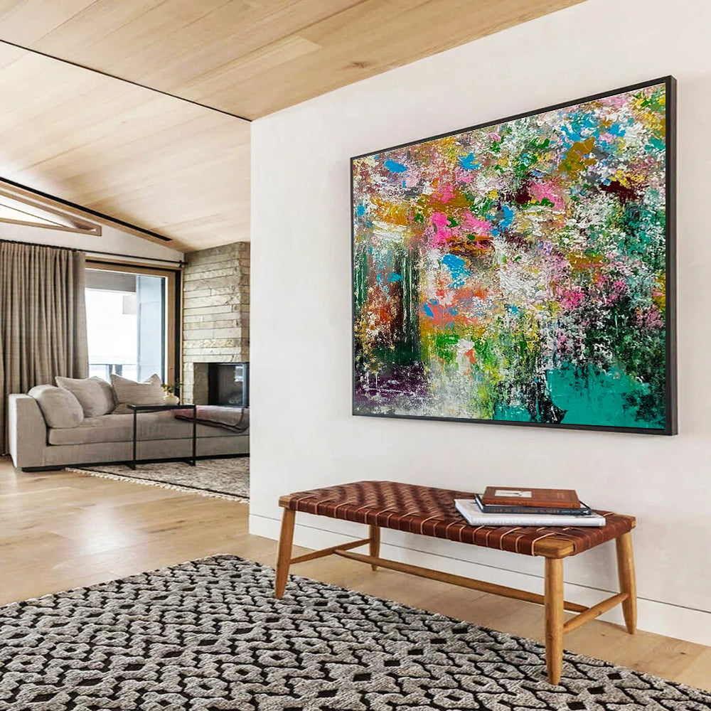 Vibrant Abstract Garden - Colorful Floral Abstract Painting On Canvas DKH919