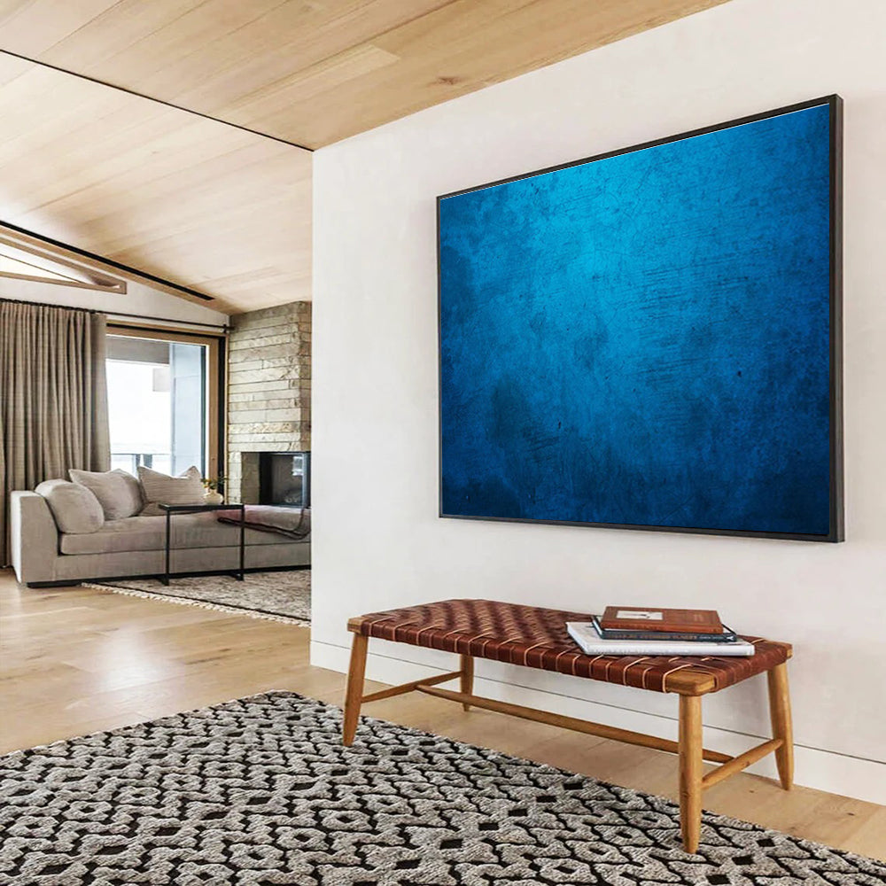 Textured Blue Surface - Abstract Impasto Painting On Canvas DKH616