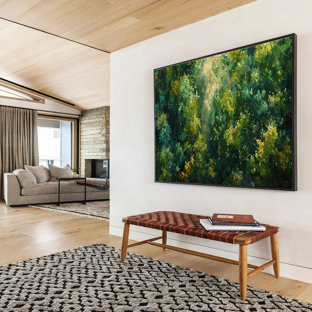 “Sunlit Forest Canopy” - Impressionistic Landscape Painting On Canvas DKH811