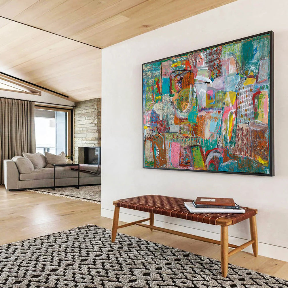 Mixed - Color Abstract Collage - Abstract Painting On Canvas DLZ236