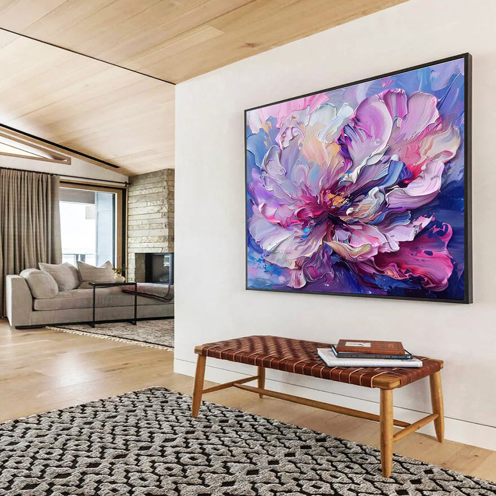 Vibrant Pink - Purple Floral Painting On Canvas DKH681