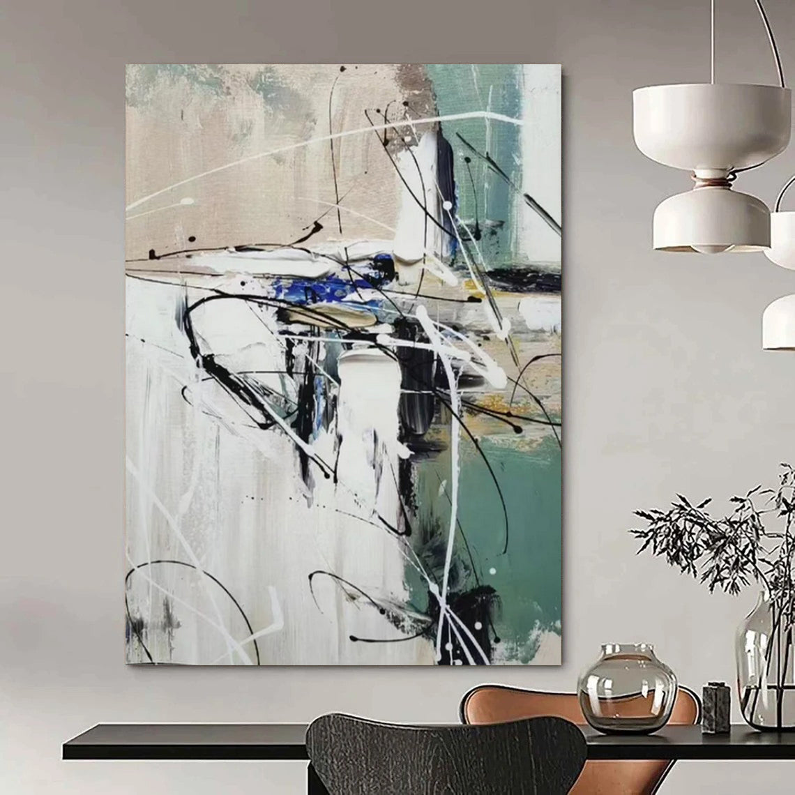 Abstract Black & White Swirls - Expressionist Abstract Painting On Canvas CT2297