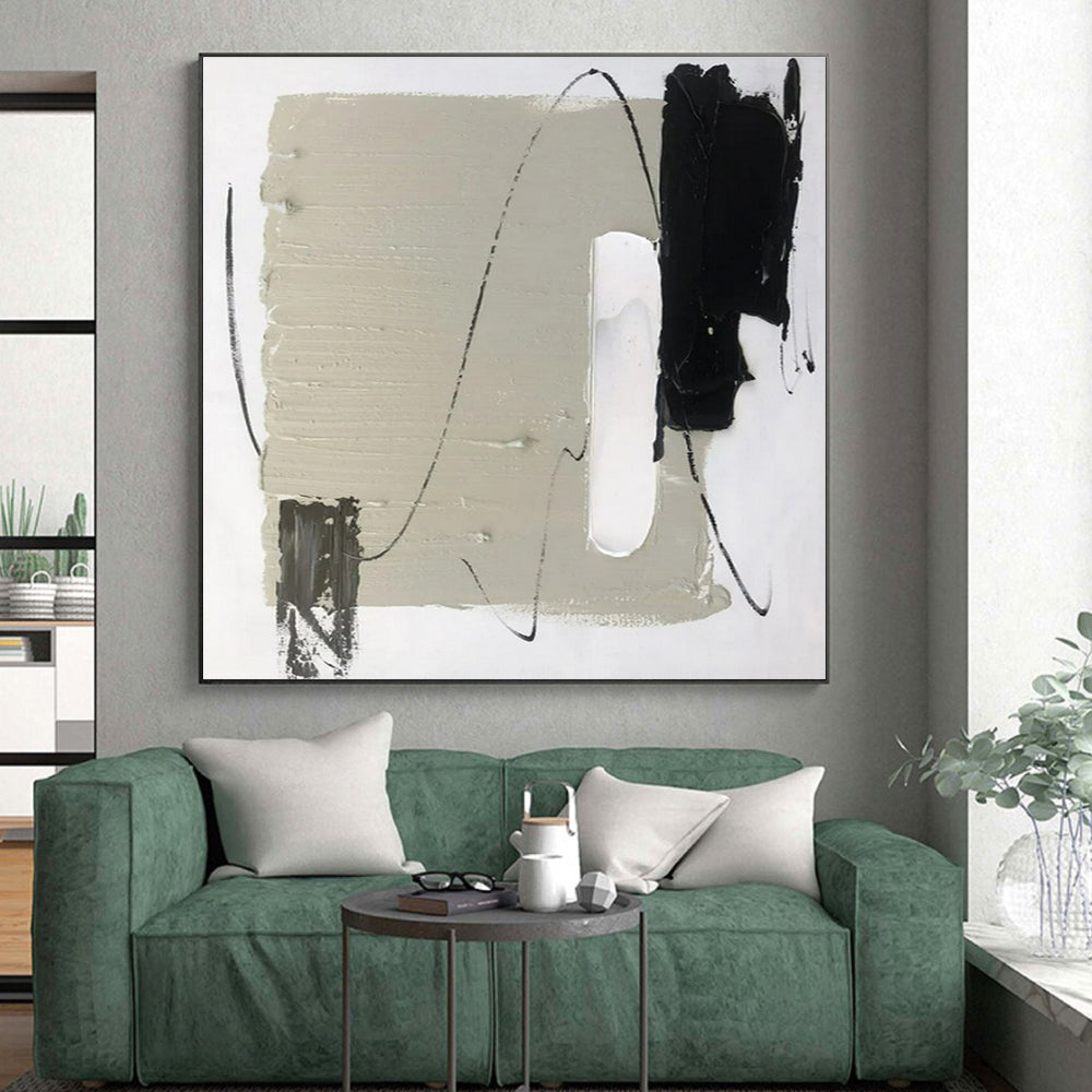 “Gray - Black - White Minimalist Forms” ,Abstract Acrylic Painting CT0800
