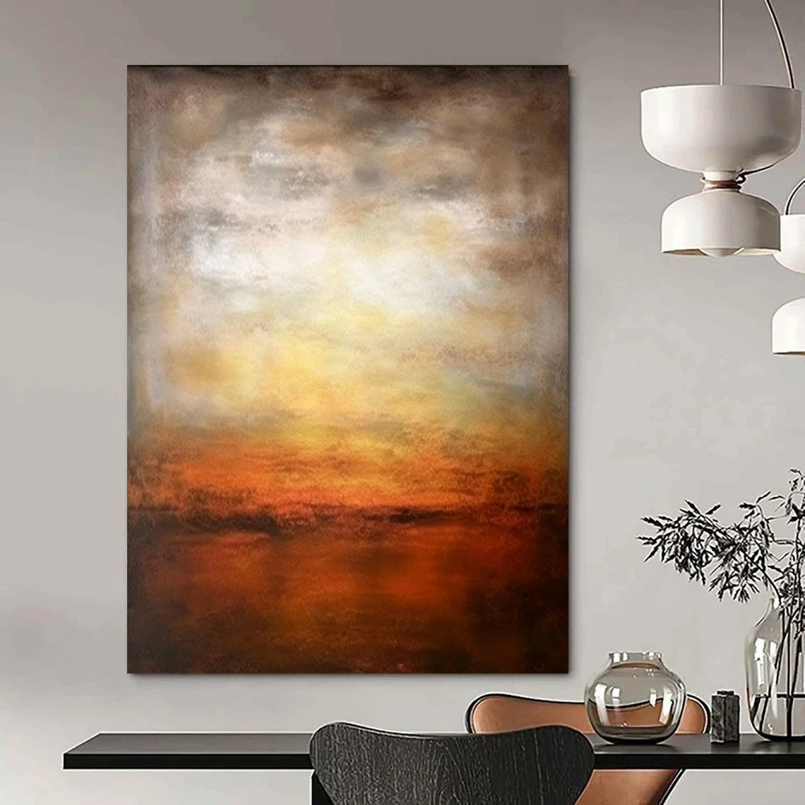 “Warm Sunset Landscape” ,Abstract Landscape Oil Painting CT0917