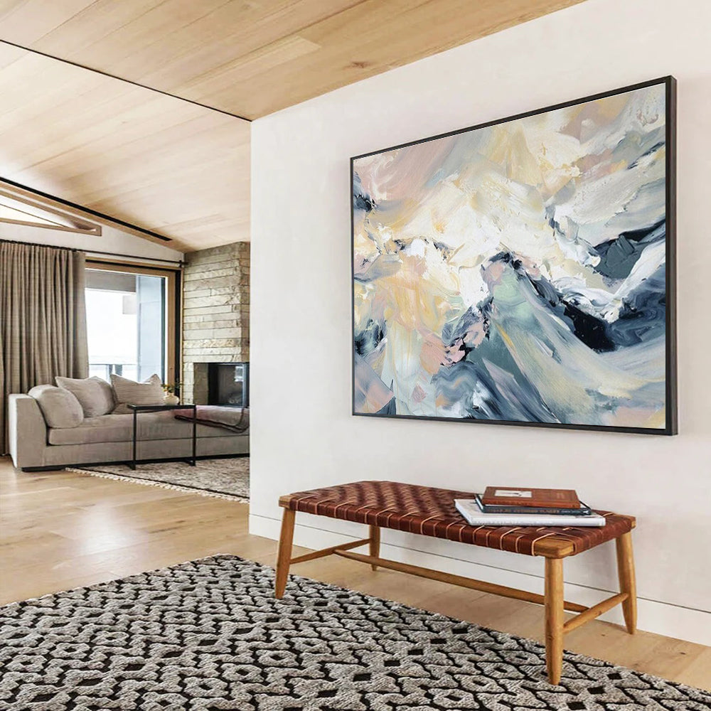 “Colorful Abstract Peaks” Abstract Impasto Painting On Canvas DKH424