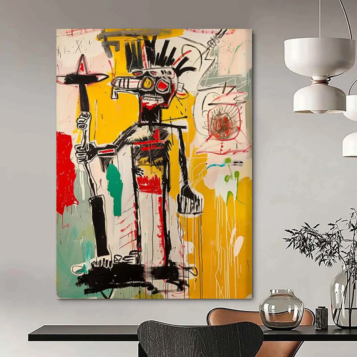 “Expressive Tribal Figure” - Basquiat - Inspired Street Art Painting On Canvas DTP103