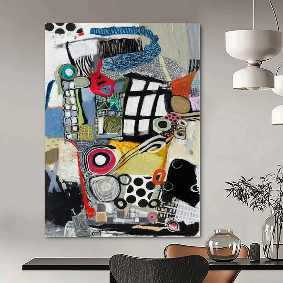 “Eclectic Colorful Abstract Collage” – Mixed - Media Abstract Art CT1172