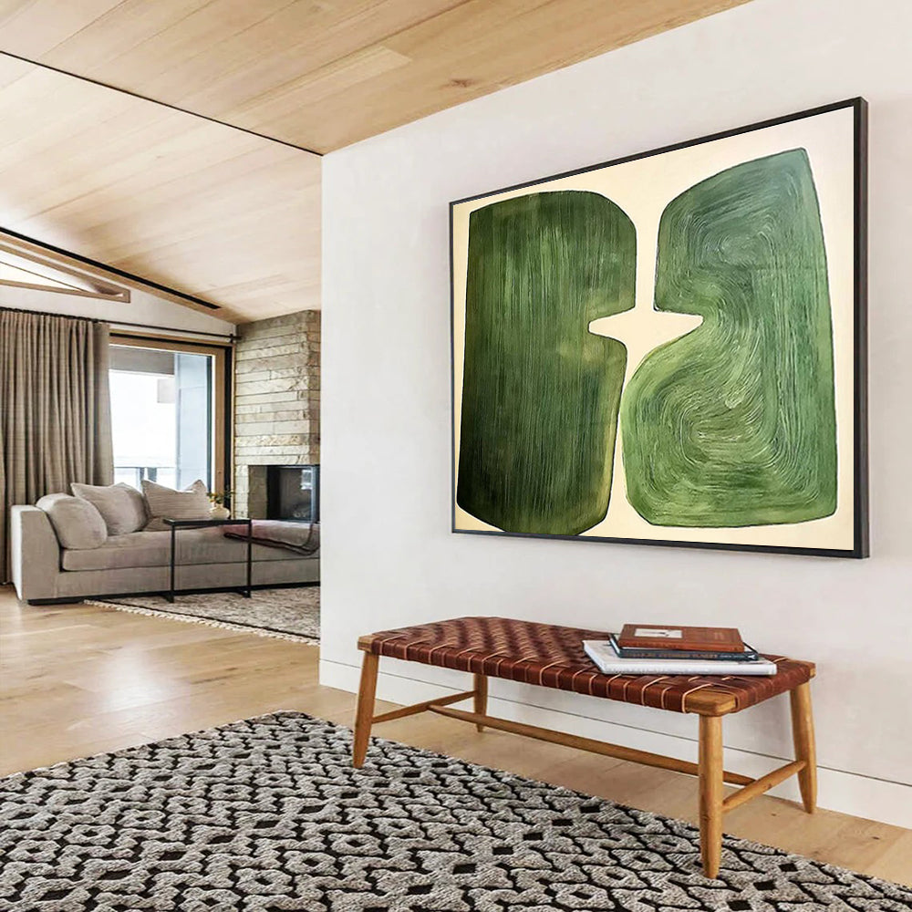 Green Abstract Shapes - Minimalist Abstract Painting On Canvas DKH620