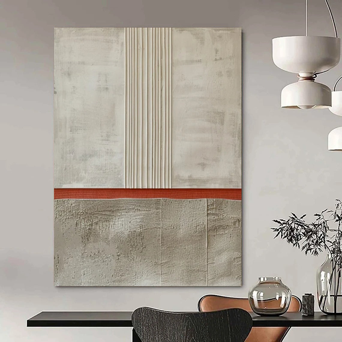 “Neutral Tonal Stripes” - Minimalist Textured Painting On Canvas DTP026