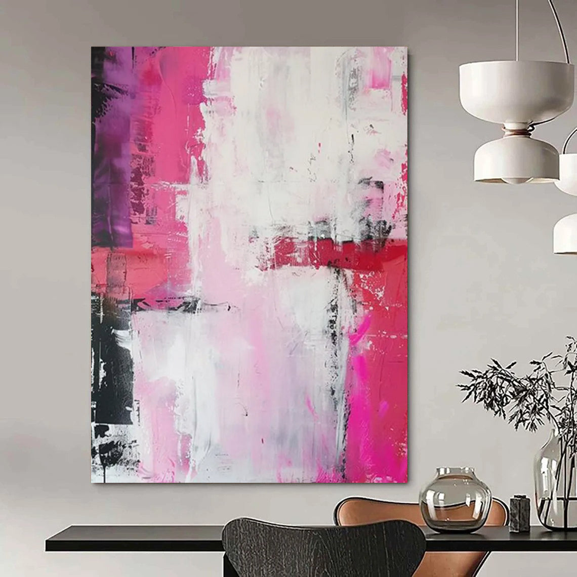 “Pink - Purple Abstract Textures” - Abstract Expressionist Painting On Canvas DTP114