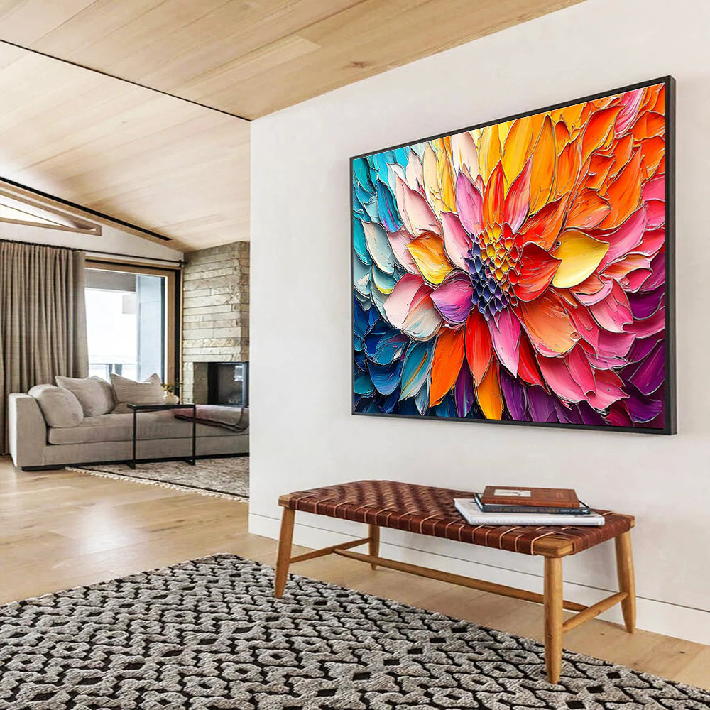 “Colorful Blossom - Vivid Multicolor Flower Painting On Canvas” DKH866