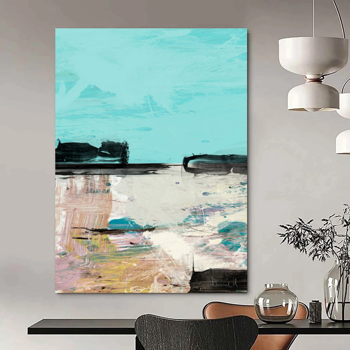 “Pastel Coastal Abstract” - Soft - Colored Coastal Abstract Painting On Canvas DTP197