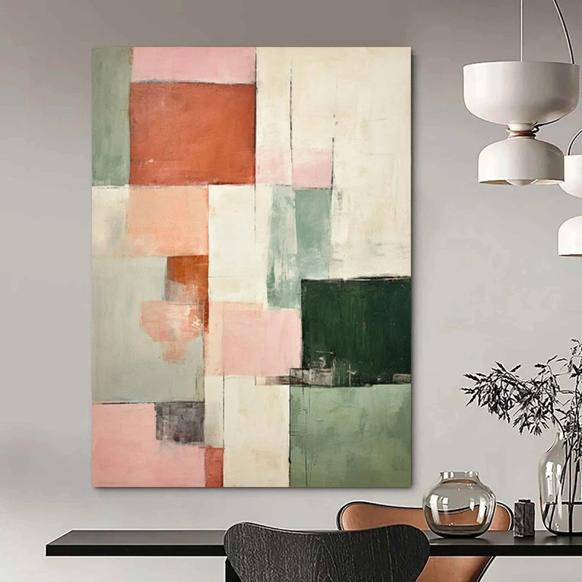 Pastel Geometric Collage - Minimalist Geometric Abstract Painting On Canvas CT2299