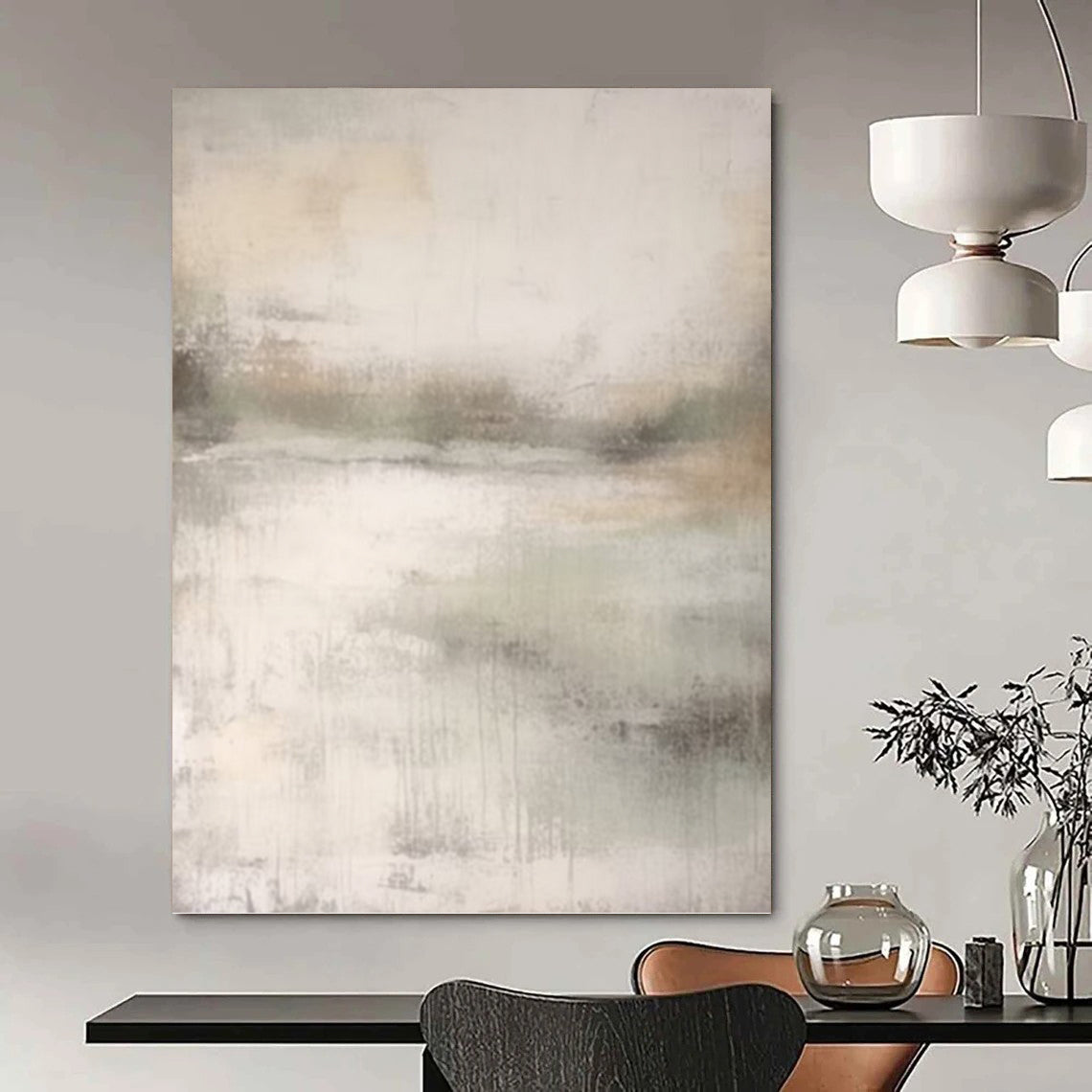 “Soft Gray Abstract Vista” - Subtle Landscape - Inspired Painting On Canvas DKH1668