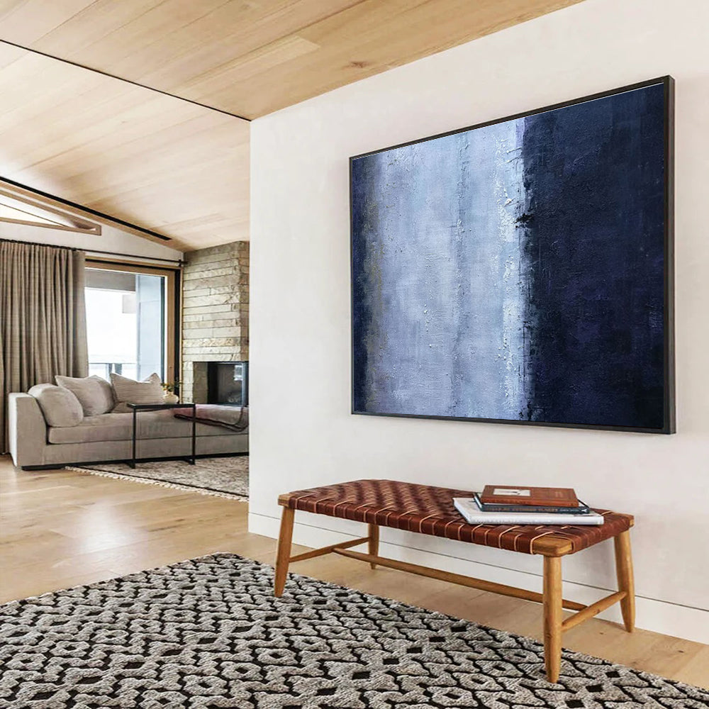 “Minimalist Blue - Gray Abstract” - Subtle Abstract Painting On Canvas DKH840